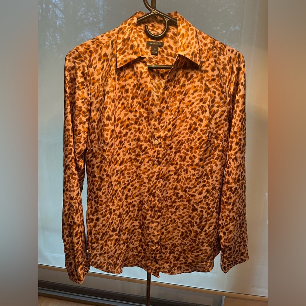 Ann Taylor Leopard Print Silk Blouse